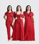4 Part Premium Nightwear Combo ( Maroon)