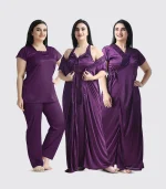 4 Part Premium Nightwear Combo ( Purple )