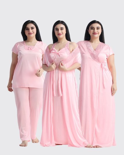 4 Part Premium Nightwear Combo ( Light Pink )